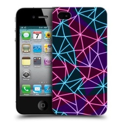 e_cell - Head Case Neon Lines Geometric Design Hard Back Case Cover for Apple iPhone 4 and 4S